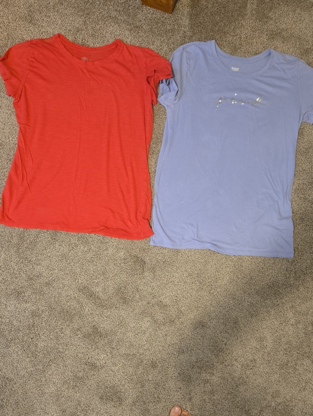 Womens Short Sleeve Graphic Tees - Red and Light Purple